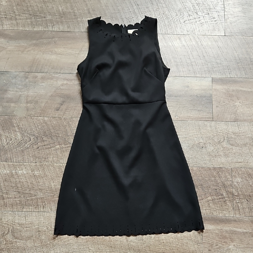 LOFT Black Scalloped Mini Dress